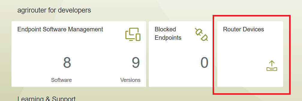 Router device management in the agrirouter developer UI