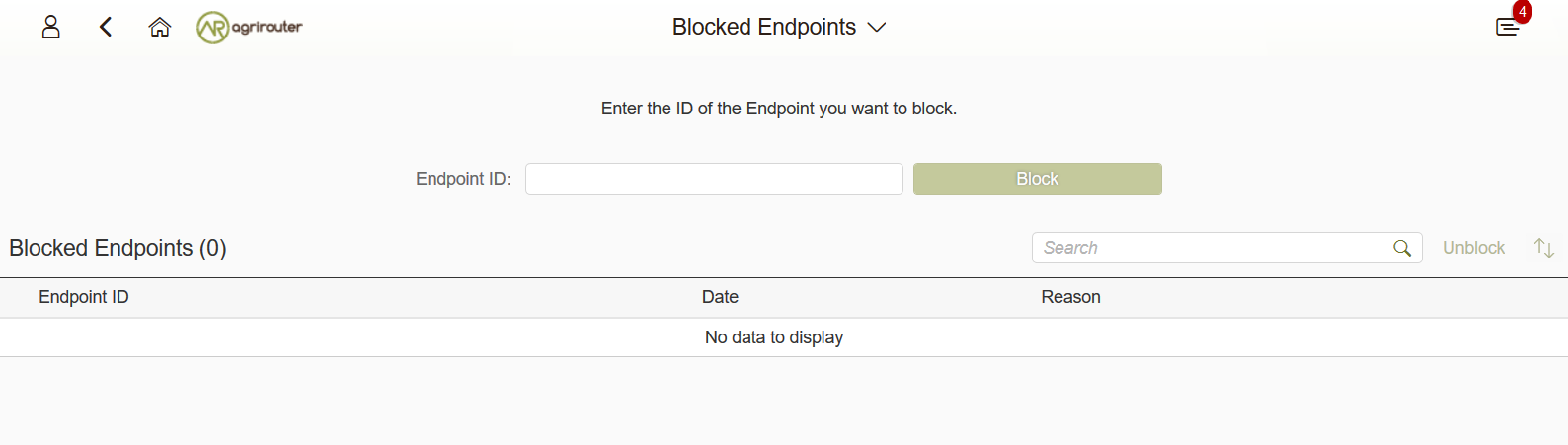 UI to manage blocked endpoints in developer account