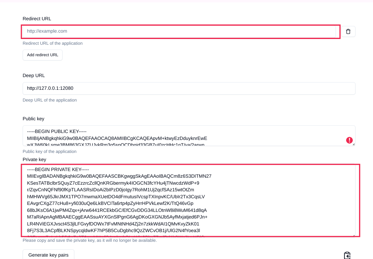 Generating Private and Public Key in the agrirouter UI